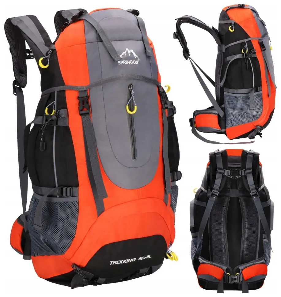 Рюкзак туристичний Springos 70 л CS0128 Black/Grey/Orange (LFCS0128)