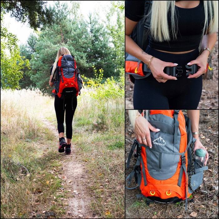 Рюкзак туристичний Springos 70 л CS0128 Black/Grey/Orange