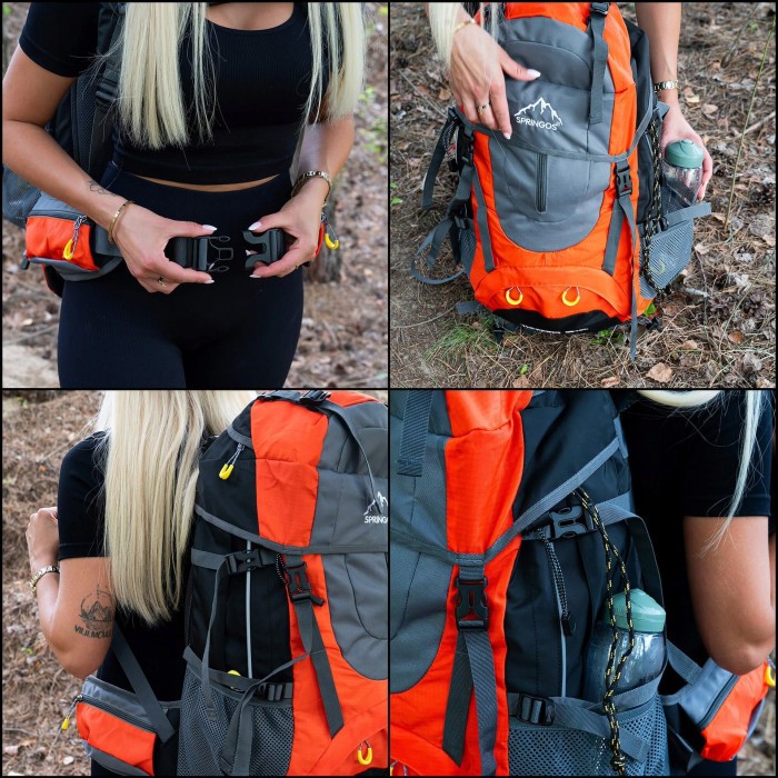 Рюкзак туристичний Springos 70 л CS0128 Black/Grey/Orange