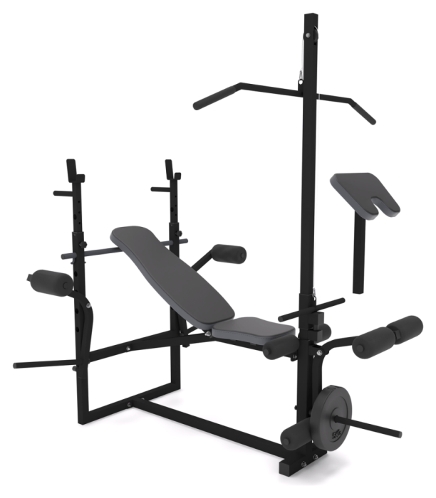 Багатофункціональна лава для жиму 0070 + Тяга + Брусья + Приставка скотта