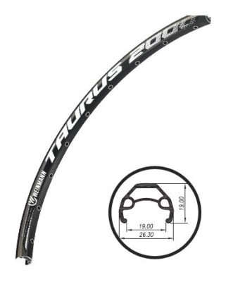 Обод WEINMANN 26" (559 Х 19) TAURUS 2000 двойной пистонированный алюминиевый, черный