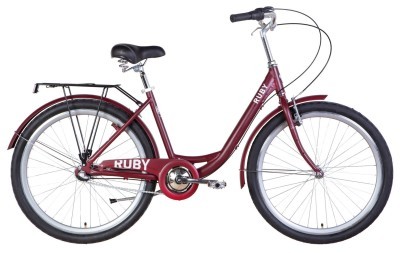 Велосипед AL 26" Dorozhnik RUBY планет. рама-17" темно-червоний (м) з багажником зад St, з крилом St 2022 SHIMANO NEXUS