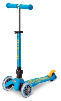 Самокат MICRO серии "Mini Deluxe" - ГОЛУБОЙ ОКЕАН (складной, до 50 кг, 3-х колесный)