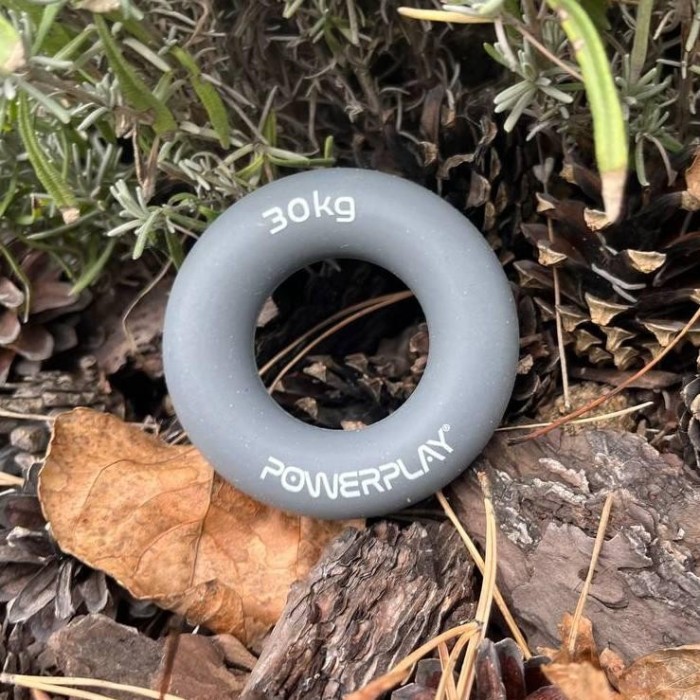 Эспандер кистевой силиконовый PowerPlay PP-4324 Hand Grip Ring X-Hard 30 кг. Серый