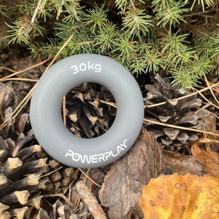 Эспандер кистевой силиконовый PowerPlay PP-4324 Hand Grip Ring X-Hard 30 кг. Серый