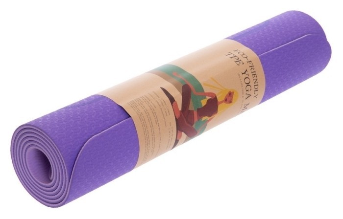 Коврик для йоги с разметкой TPE Record FI-2430 (183x61x0,6см), фиолетовый