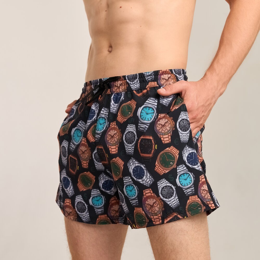 Принтовані чоловічі шорти для плавання Pobedov Pool day Hodynnyky, укр, укр