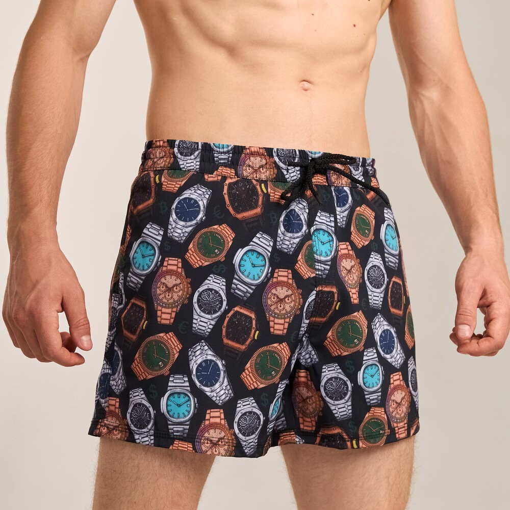 Принтовані чоловічі шорти для плавання Pobedov Pool day Hodynnyky, укр, укр