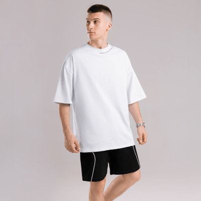 Однотонная белая футболка для мужчин. Мужская белая футболка оверсайз Pobedov Onyx