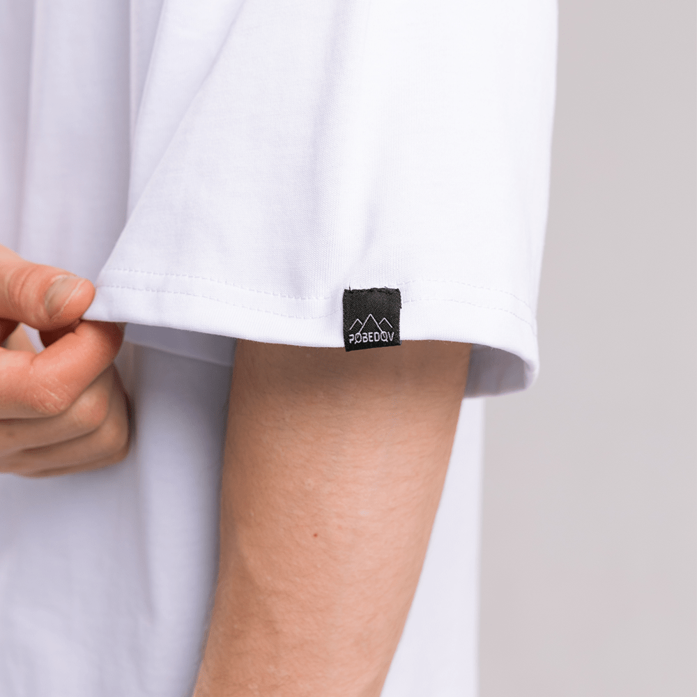 Однотонная белая футболка для мужчин. Мужская белая футболка оверсайз Pobedov Onyx