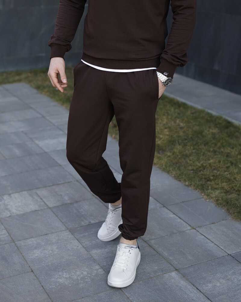Чоловічі штани джогери з кишенями шоколадний Pobedov 95, укр, укр