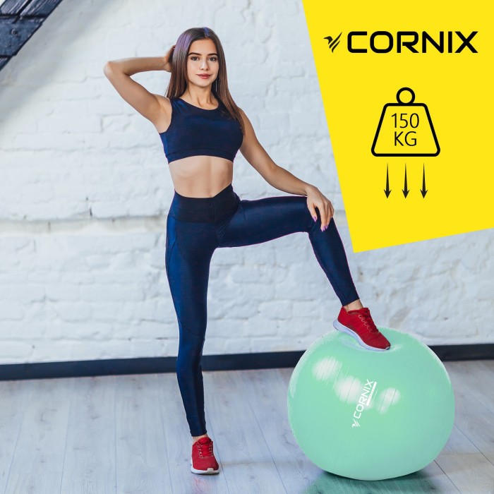 М'яч для фітнесу (фітбол) Cornix 65 см Anti-Burst XR-0363 Mint