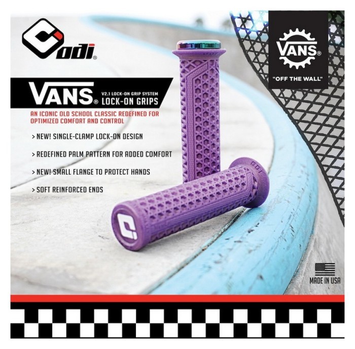 Грипси ODI Vans v2.1 Lock-On MTB Closed End 135mm Iridescent Purple/Oil Slick, укр, укр