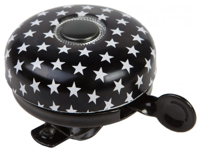 Дзвінок велосипедний VLT чорний із білими зірками 58mm, укр, укр