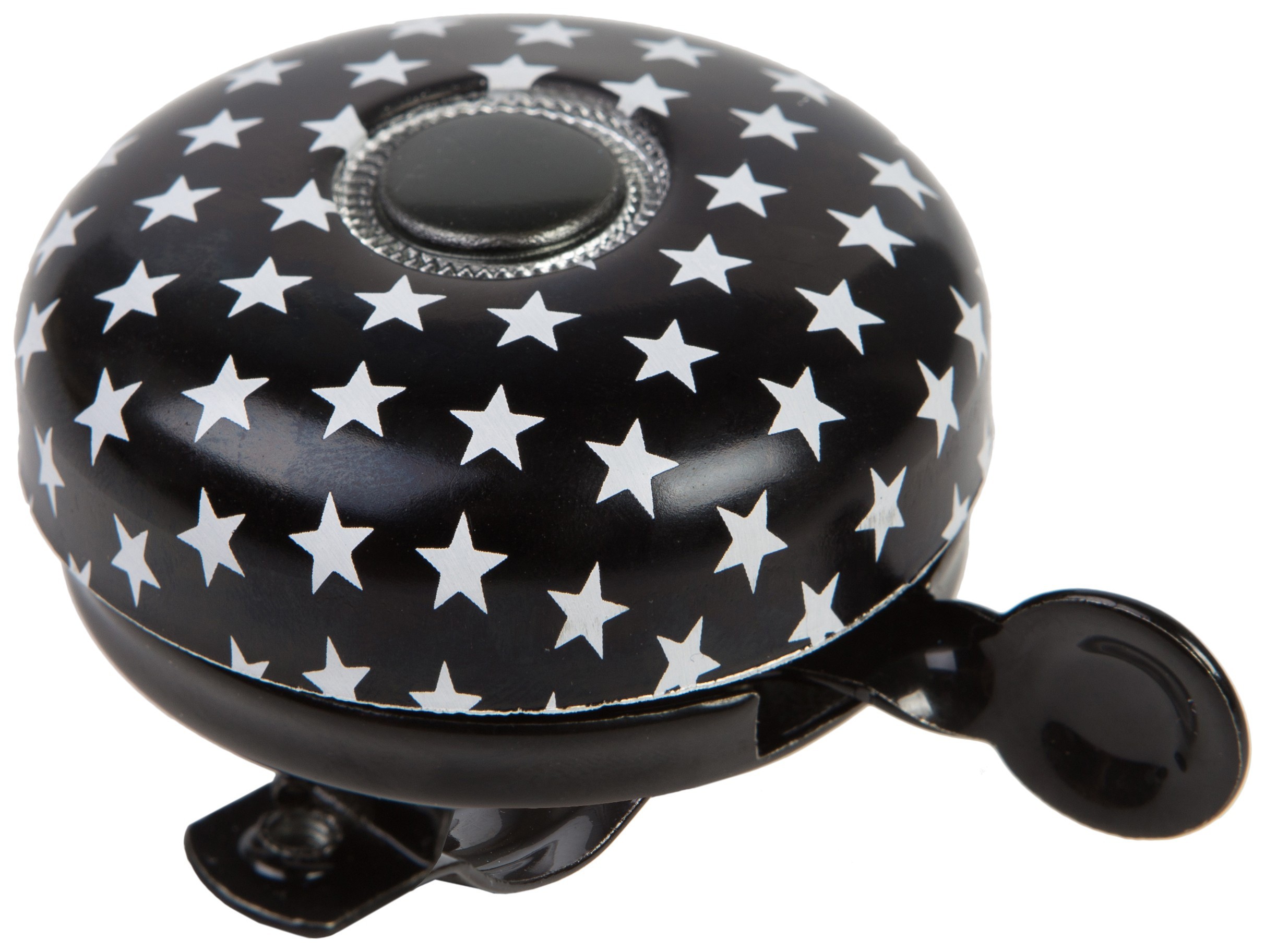 Дзвінок велосипедний VLT чорний із білими зірками 58mm, укр, укр