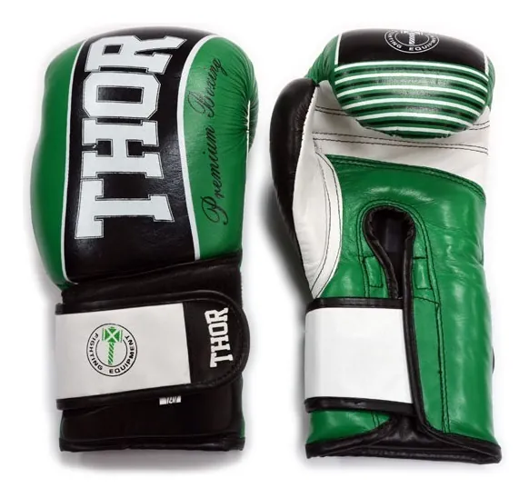 Рукавички боксерські THOR THUNDER 14oz / шкіра / зелені