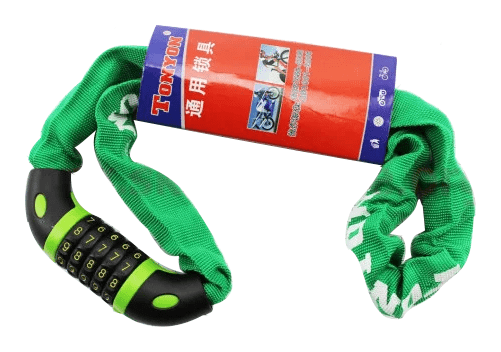 Замок SKS протиугінний ланцюговий TY777, 900х6мм, 5-значним кодом, зелений, укр, укр