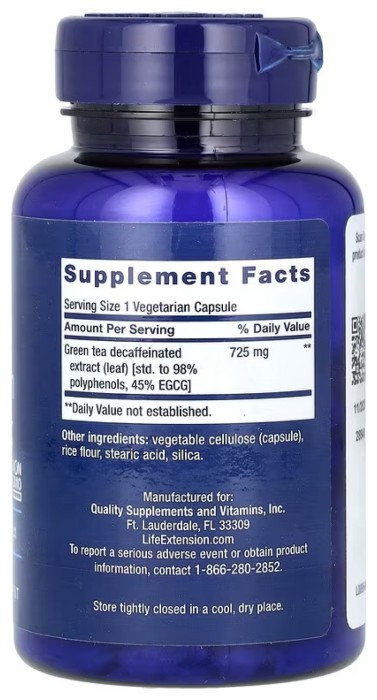 Decaffeinated Mega Green Tea Extract - 100 vcaps