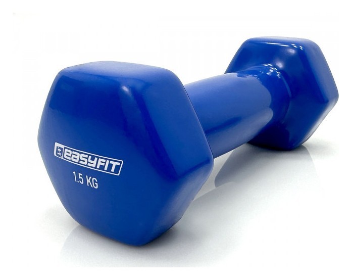 Гантель для фітнесу 1.5 кг EasyFit із вініловим покриттям синя