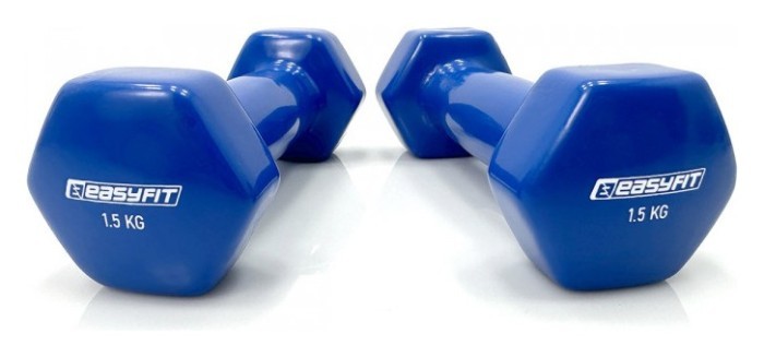 Гантель для фітнесу 1.5 кг EasyFit із вініловим покриттям синя