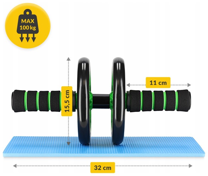 Ролик (гімнастичне колесо) для преса 4FIZJO Ab Wheel Black/Green (P-5907222931523)