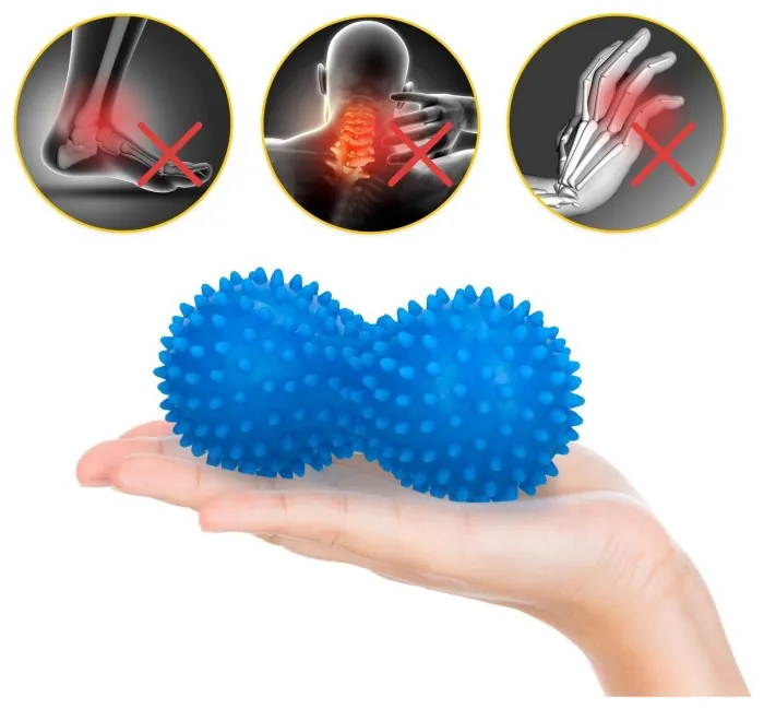 Массажный мяч двойной с шипами 4FIZJO Spike+ 7 x 16 см Blue (P-5905973403337)