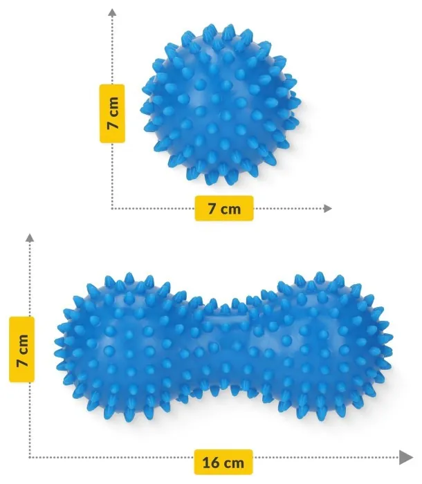 Массажный мяч двойной с шипами 4FIZJO Spike+ 7 x 16 см Blue (P-5905973403337)