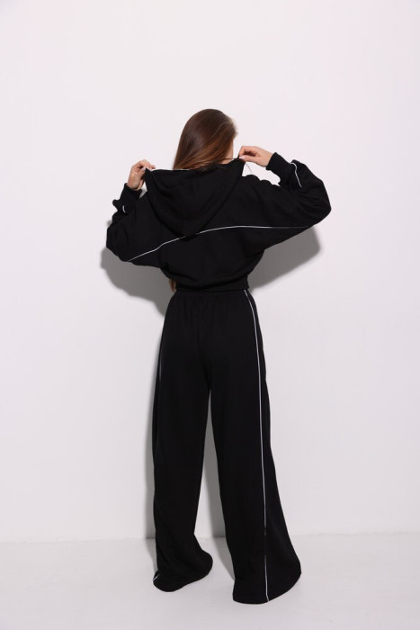 Костюм женский с карманами Slavni черный, Костюм Slavni Tenzi женский на молнии черный