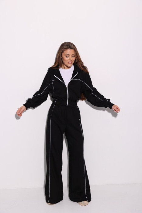 Костюм женский с карманами Slavni черный, Костюм Slavni Tenzi женский на молнии черный