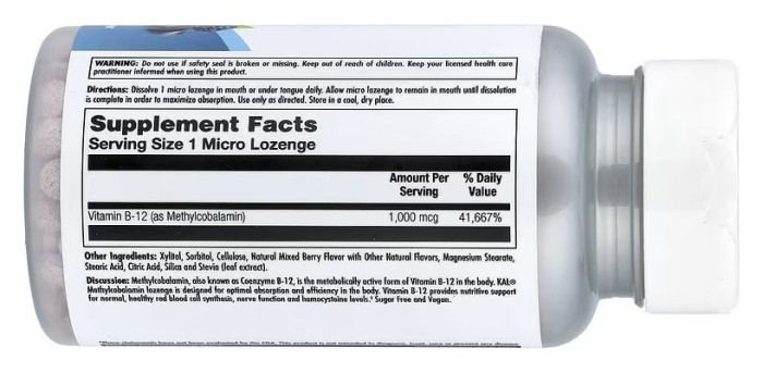 B12 Methylcobalamin 1000mcg - 60 lozenges Berry