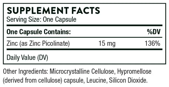 Zinc Picolinate 15 mg - 60 caps