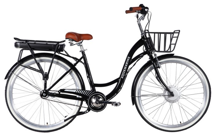 Велосипед уцененный с электроприводом 28" ST Dorozhnik eAQUAMARINE BH рама-19" 36B 13А*г 500Вт черный с корзиной 2026