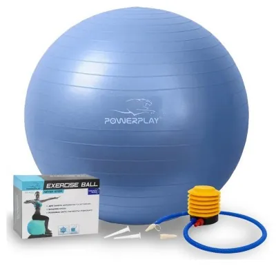 М'яч для фітнесу (фітбол) PowerPlay 4001 Ø65 cm Gymball Синій + помпа
