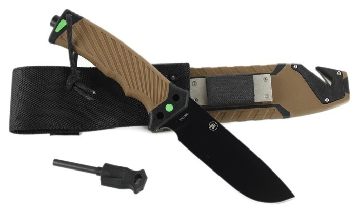 Ніж Ganzo G8012V2-DY коричневий (G8012V2-DY) з паракордом