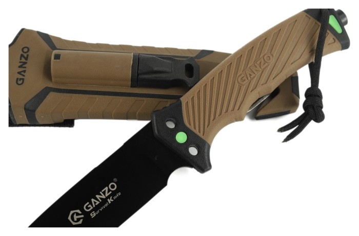 Ніж Ganzo G8012V2-DY коричневий (G8012V2-DY) з паракордом