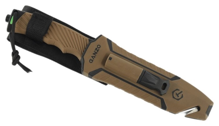 Ніж Ganzo G8012V2-DY коричневий (G8012V2-DY) з паракордом, укр, укр