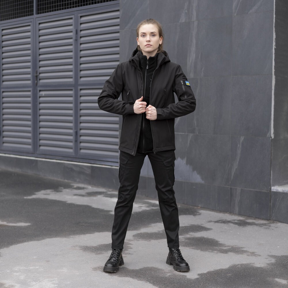 Жіноча тактична чорна куртка Pobedov Motive, укр, укр