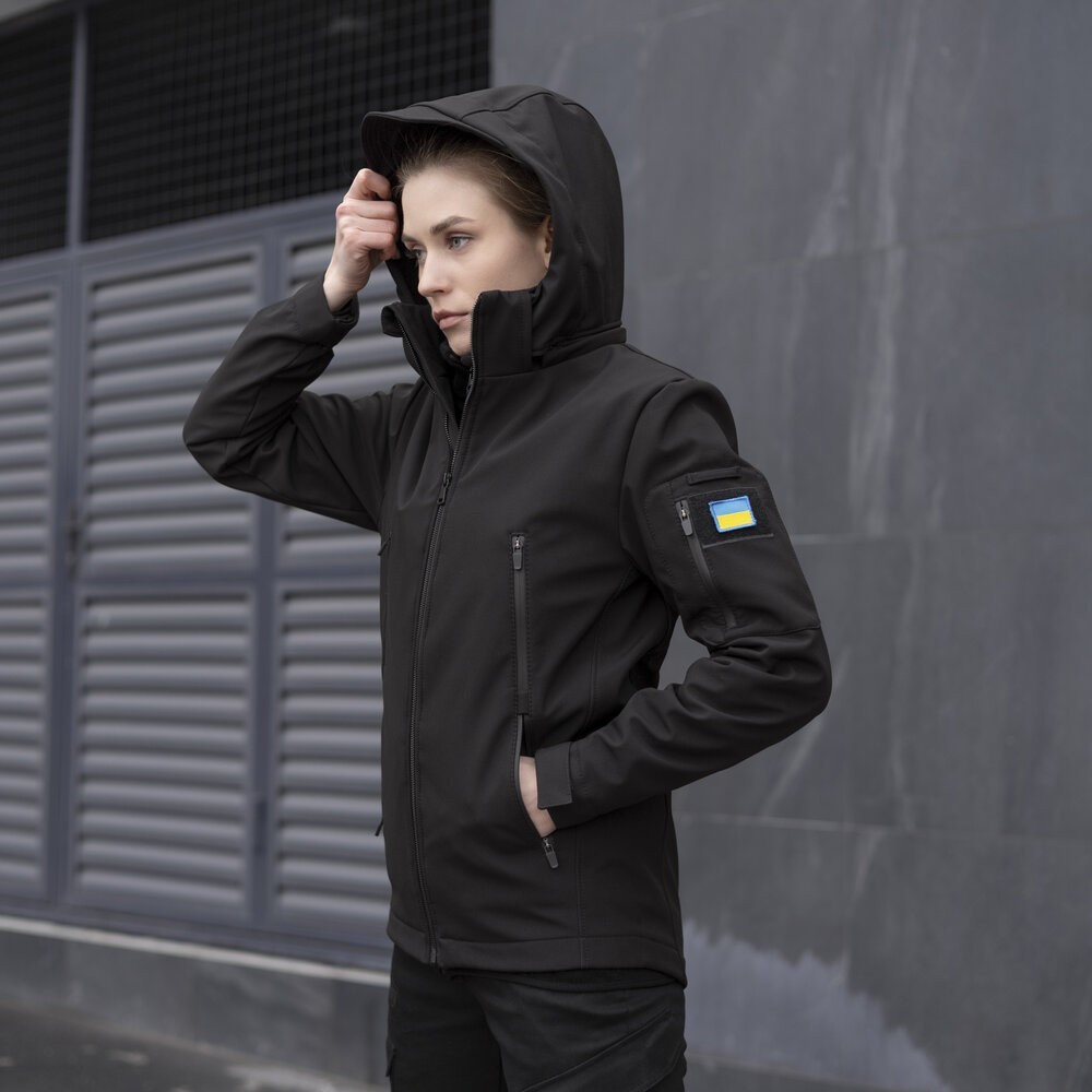 Жіноча тактична чорна куртка Pobedov Motive, укр, укр
