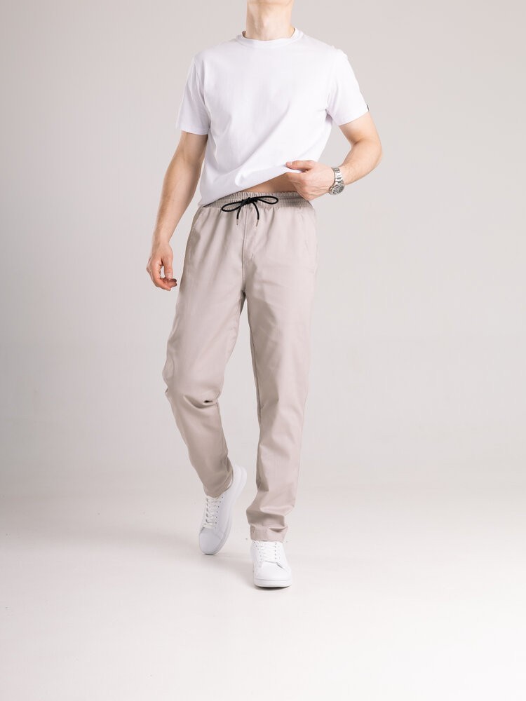 Мужские бежевые штаны демисезонные котоновые прямого кроя Pobedov Step