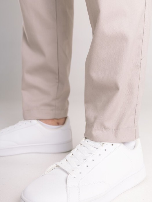 Мужские бежевые штаны демисезонные котоновые прямого кроя Pobedov Step