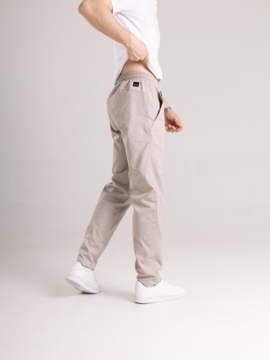 Мужские бежевые штаны демисезонные котоновые прямого кроя Pobedov Step