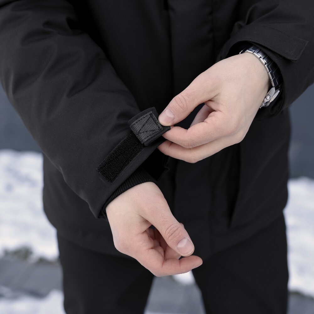 Чорна чоловіча парка зимова з капюшоном Pobedov Navy