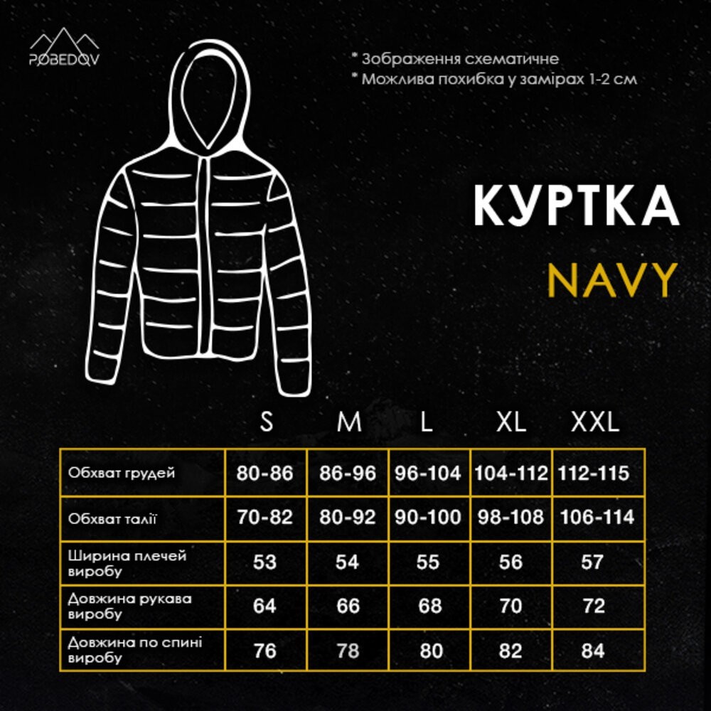 Чорна чоловіча парка зимова з капюшоном Pobedov Navy