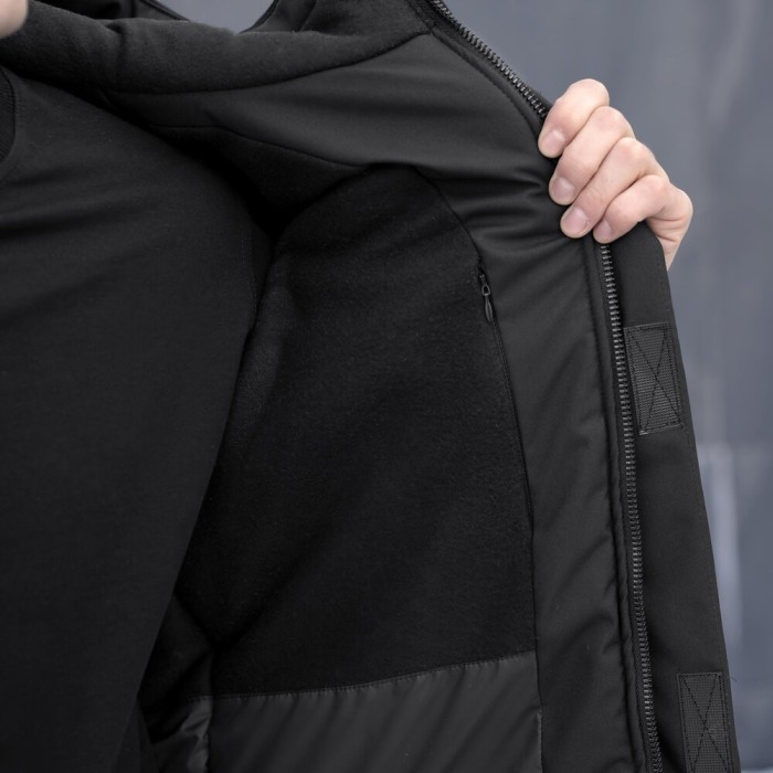 Черная мужская зимняя парка с капюшоном Pobedov Navy