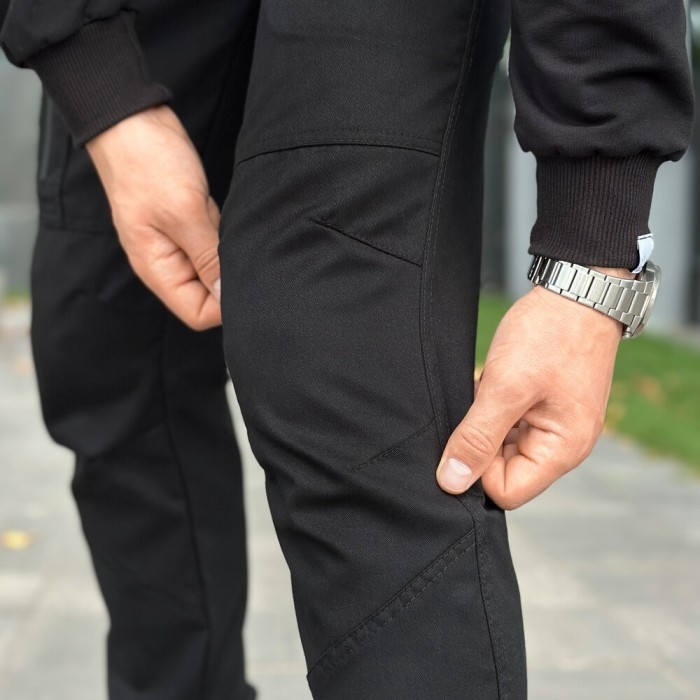 Брюки карго мужские весенние с карманами черные Pobedov Papin Brodyaga