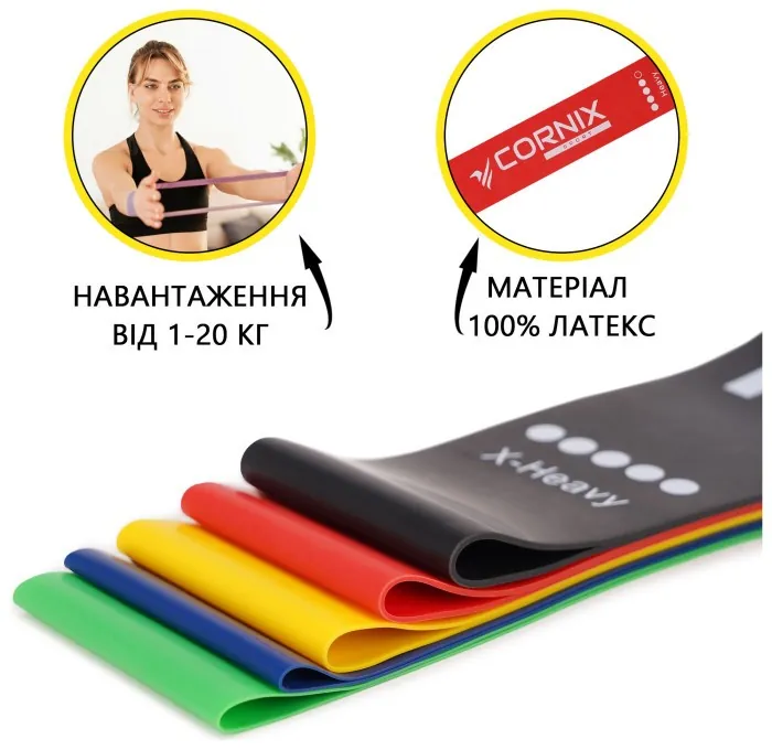 Резинки для фітнесу Cornix Mini Power Band набір 5 шт 1-20 кг XR-0045