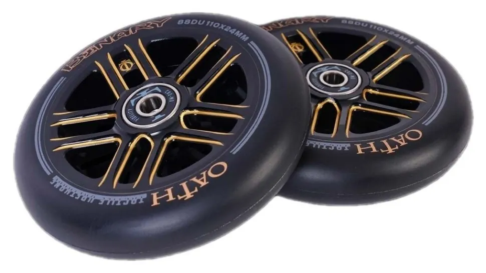 Колеса для трюкового самокату Oath BINARY 110мм x 24мм (пара) - Black/Orange (Колеса для трюкового самокату Oath BINARY 110мм x 24мм (пара) - Black/Orange)