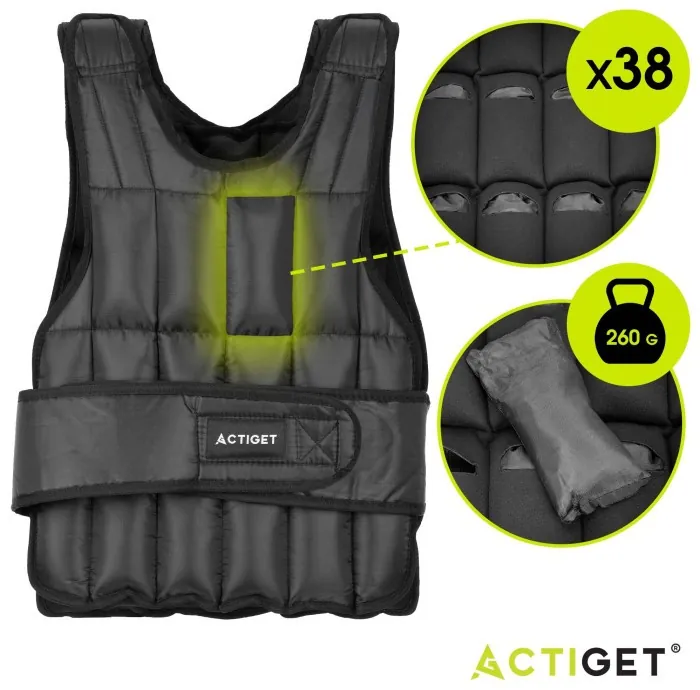 Жилет-утяжелитель для тренировок Actiget 10 кг с переменным весом ACT0122 Black