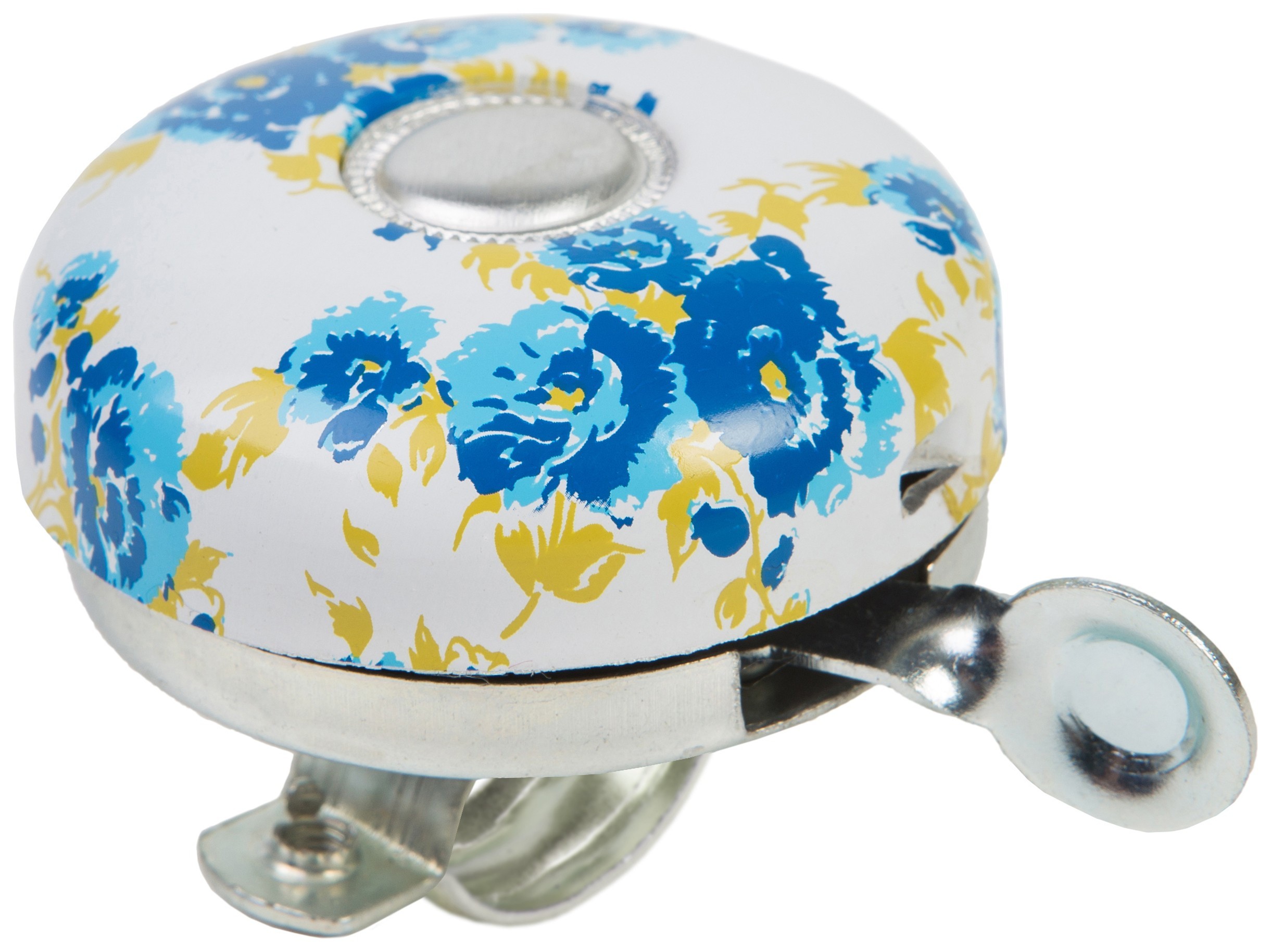 Звонок велосипедный VLT белый с синими цветами 58mm