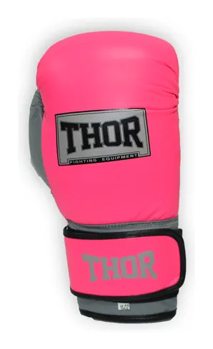 Перчатки боксерские THOR TYPHOON 16oz / кожа / розово-бело-серые